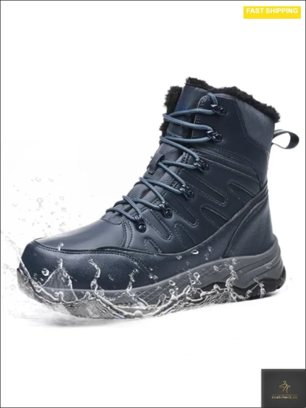 Men's Waterproof Snow Boots Mid Calf Winter Hiking Boot Durable Warm Fur Lined